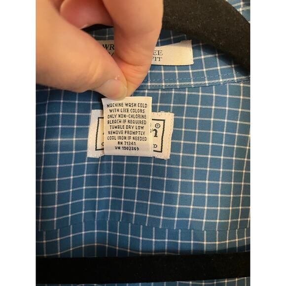 L.L.Bean All Cotton Mens XL Tall Shirt Button Down Blue/White Checker LongSleeve - Picture 4 of 12